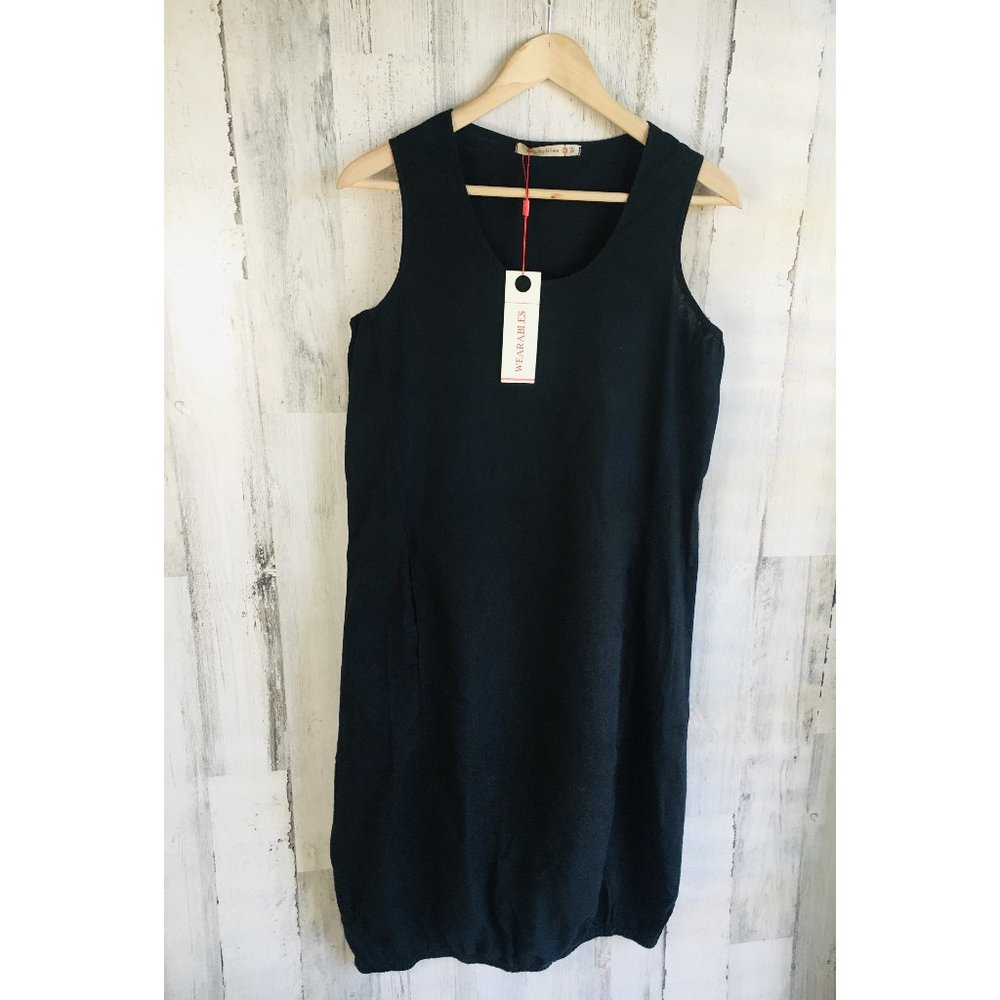 XCVI Wearables Bubble Skirt Tank Dress Casual Lagenlook Bustled Black XS